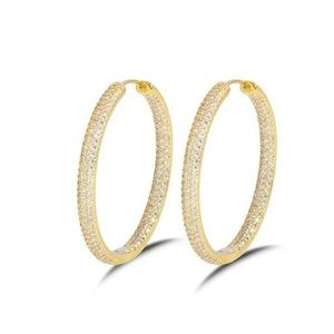 CZ 18KT Gold Plated Plated Hoop Earrings